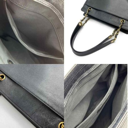  CHANEL シャネル トリプルココチェーントート　セミショルダーバッグ ブラック