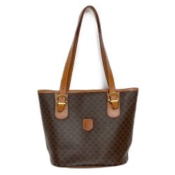 ◆◆ CELINE セリーヌ ハンドバッグ　内部破れ、ヨゴレあり Ｍ93 ブラウン マカダム柄 Cランク