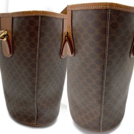  CELINE セリーヌ ハンドバッグ　内部破れ、ヨゴレあり Ｍ93 ブラウン マカダム柄