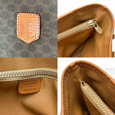  CELINE セリーヌ ハンドバッグ　内部破れ、ヨゴレあり Ｍ93 ブラウン マカダム柄