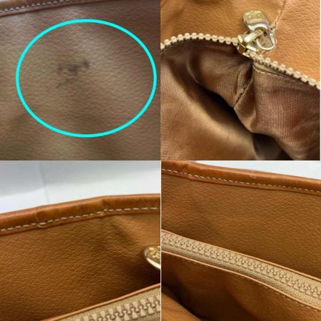  CELINE セリーヌ ハンドバッグ　内部破れ、ヨゴレあり Ｍ93 ブラウン マカダム柄