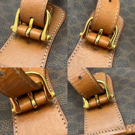  CELINE セリーヌ ハンドバッグ　内部破れ、ヨゴレあり Ｍ93 ブラウン マカダム柄