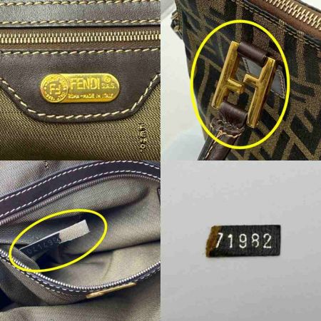  FENDI フェンディ ハンドバッグ ズッカ　タグ破れ有り ブラウン