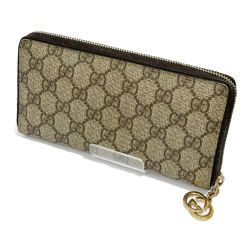 ◆◆ GUCCI グッチ ラウンドファスナー 財布 GGインプリメ 212110 ブラウン Cランク