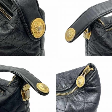  VERSACE ベルサーチ ハンドバッグ　刺繍柄 ブラック