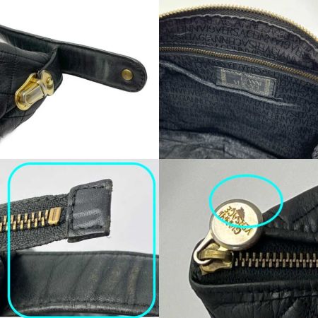  VERSACE ベルサーチ ハンドバッグ　刺繍柄 ブラック