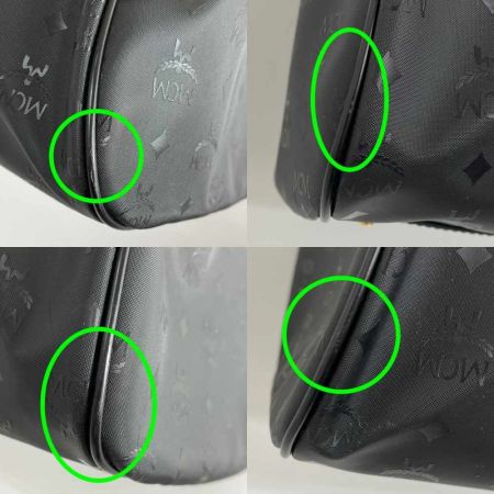  MCM エムシーエム ボストンバッグ　ロゴ　ゴールド金具　ショルダー紐欠品 ブラック