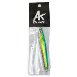 ◆◆ AKクラフト 【旧タイプ】ルアー ジグ  マリ　ハンドメイド 40g グリーン系 x イエロー Sランク