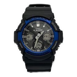 ◆◆ CASIO カシオ 腕時計　電波ソーラー 5444 GAW-100B ブラック x ブルー Aランク