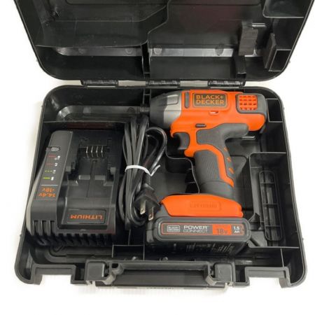  BLACK+DECKER ブラックアンドデッカー コードレスインパクトドライバー　充電器・充電池1個・ケース付 BPCI18 オレンジ/黒 x ブラック