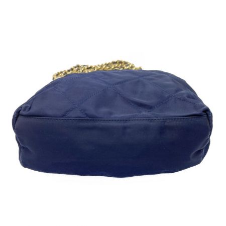  PRADA プラダ キルティング　チェーン　ナイロン　ショルダーショルダーバッグ　ヒモ切れあり ネイビー