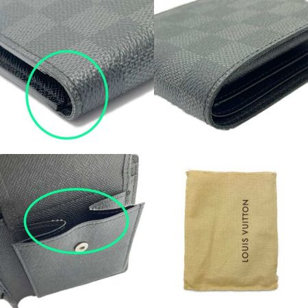  LOUIS VUITTON ルイヴィトン ダミエ グラフィット ポトフォイユマルコ 布袋付  イニシャルKF入り N62664 ブラック