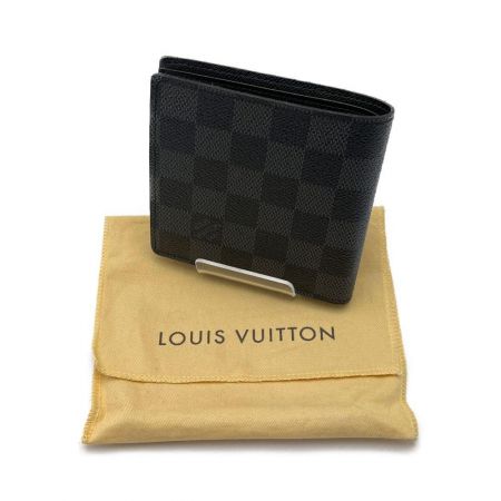  LOUIS VUITTON ルイヴィトン ダミエ グラフィット ポトフォイユマルコ 布袋付  イニシャルKF入り N62664 ブラック