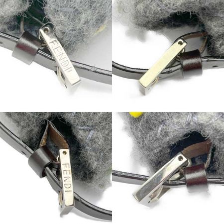  FENDI フェンディ マンマバケット　フェルト　フラワー　ハンドバッグ グレー