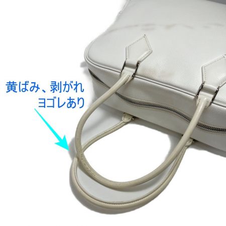  HERMES エルメス プリュム28　ハンドバッグ　ヨゴレ、色移りあり ホワイト