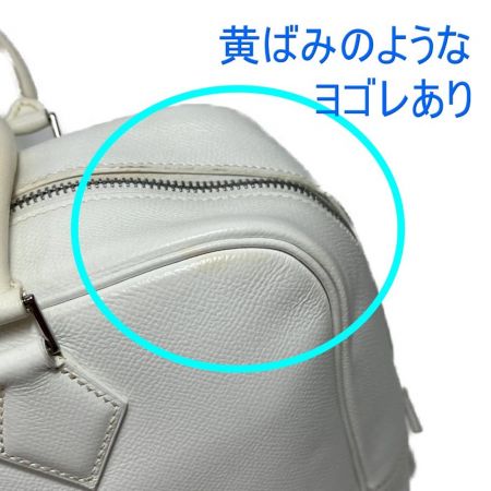  HERMES エルメス プリュム28　ハンドバッグ　ヨゴレ、色移りあり ホワイト