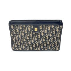 ◆◆ Christian Dior クリスチャンディオール クラッチバッグ　トロッター柄 ネイビー系 Cランク