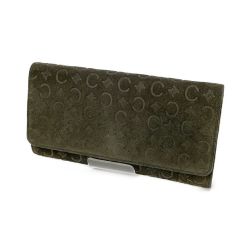 ◆◆ CELINE セリーヌ 長財布　スエード　マカダム柄 オリーブ Bランク