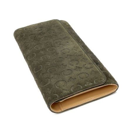  CELINE セリーヌ 長財布　スエード　マカダム柄 オリーブ