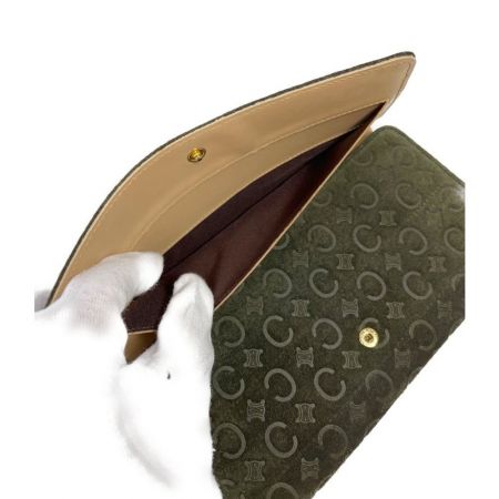  CELINE セリーヌ 長財布　スエード　マカダム柄 オリーブ