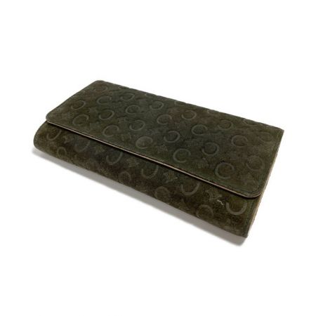  CELINE セリーヌ 長財布　スエード　マカダム柄 オリーブ