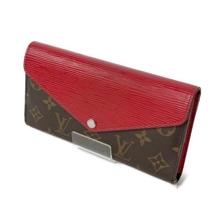  LOUIS VUITTON ルイヴィトン ポルトフォイユマリールーロン M60498 ブラウン x レッド