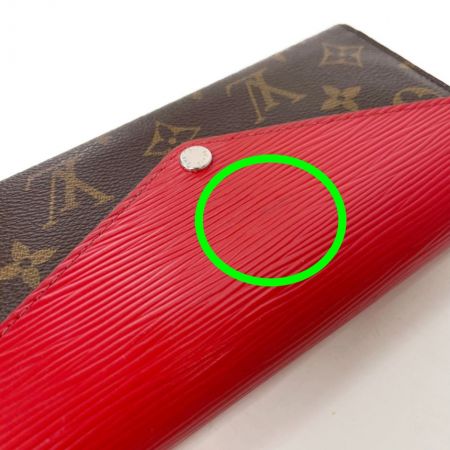  LOUIS VUITTON ルイヴィトン ポルトフォイユマリールーロン M60498 ブラウン x レッド