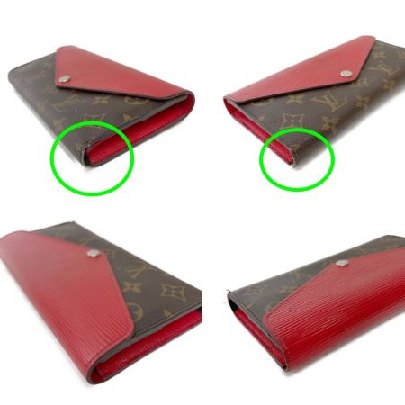  LOUIS VUITTON ルイヴィトン ポルトフォイユマリールーロン M60498 ブラウン x レッド