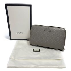 ◆◆ GUCCI グッチ   ファスナー トラベルドキュメントケース　マイクログッチッシマ 544250 ライトグレー Bランク