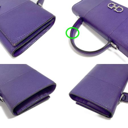  Ferragamo フェラガモ ウォレットバッグ  ストラップ付  AU-22/D689 パープル