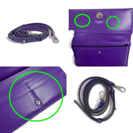  Ferragamo フェラガモ ウォレットバッグ  ストラップ付  AU-22/D689 パープル