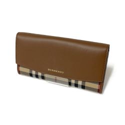 ◆◆ BURBERRY バーバリー 二つ折り財布 ブラウン x ベージュ Aランク