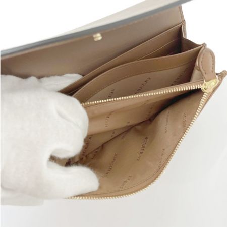  BURBERRY バーバリー 二つ折り財布 ブラウン x ベージュ