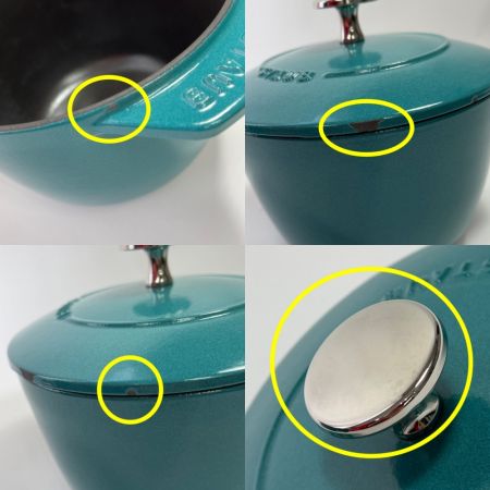  STAUB ストウブ ライスポット　ココットdeゴハン　M　16cm　2合 ターコイズブルー