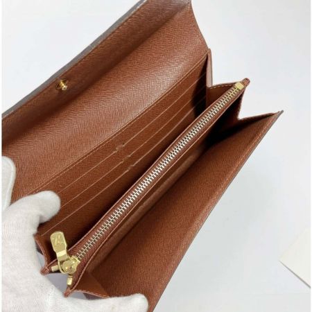  LOUIS VUITTON ルイヴィトン モノグラム ポルトフォイユ・サラ  長財布 M61734 ブラウン ホツレあり　ソリあり