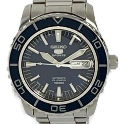 ◆◆ SEIKO セイコー スポーツファイブ 自動巻き 7S36-04N0 ネイビー x シルバー Bランク