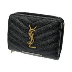 ◆◆ Yves Saint Laurent イブサンローラン カサンドラ 二つ折り財布 ブラック Bランク