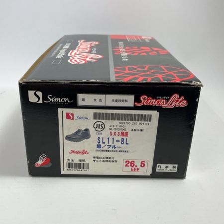  モン 安全靴 短靴 SL11-BL黒／ブルー 26．5cm SL11BL26.5 シモンライト　安全靴 短靴 　SX3層底　26．5cm  SL11-BL ブラック x ブルー