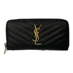 ◆◆ SAINT LAURENT(Yves Saint Laurent) 長財布　表面にベタ付きあり 358094-BOW01 ブラック Bランク