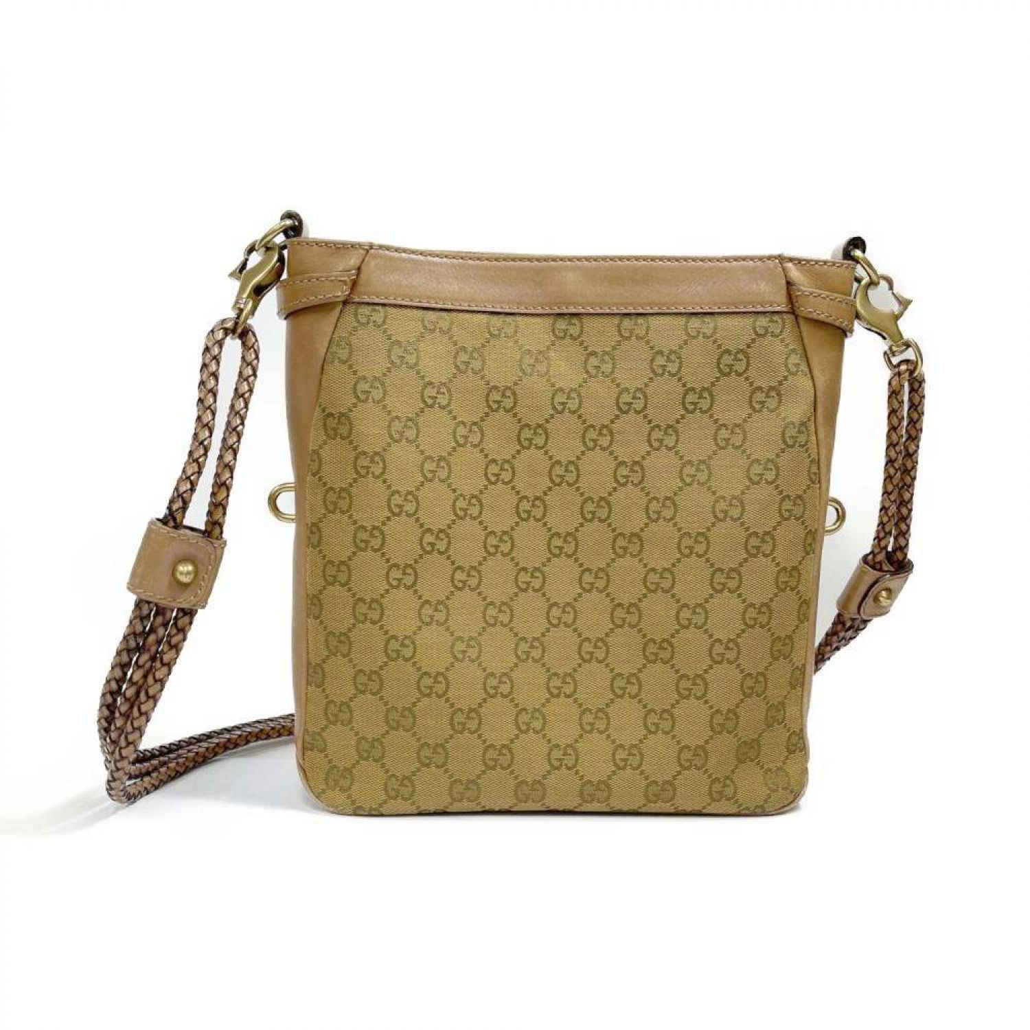 中古】 GUCCI グッチ GGキャンバス ショルダーバッグ 109106 ブラウン