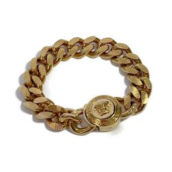 ◆◆ VERSACE ベルサーチ チェーンブレスレット メドゥーサ GP メッキ ゴールド Bランク