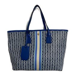 ◆◆ TORY BURCH トリーバーチ キャンバス 2WAYバッグ　OSサイズ　袋付 53304 ブルー ストラップ付  Bランク