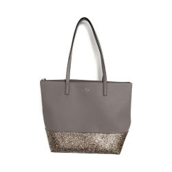 ◆◆ Kate Spade ケイトスペード グリッター ラメ レザー トートバッグ WKRU5613 ベージュ×グレー Aランク