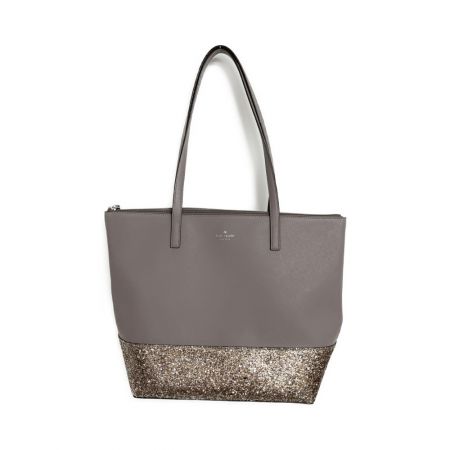  Kate Spade ケイトスペード グリッター ラメ レザー トートバッグ WKRU5613 ベージュ×グレー