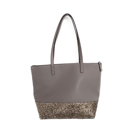  Kate Spade ケイトスペード グリッター ラメ レザー トートバッグ WKRU5613 ベージュ×グレー