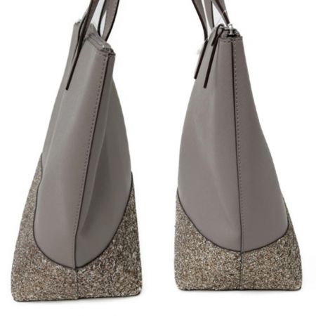  Kate Spade ケイトスペード グリッター ラメ レザー トートバッグ WKRU5613 ベージュ×グレー
