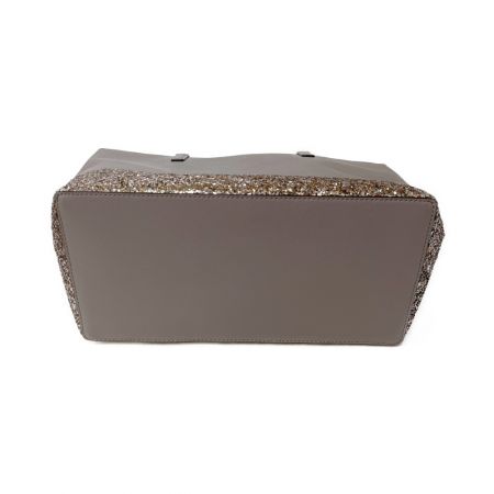  Kate Spade ケイトスペード グリッター ラメ レザー トートバッグ WKRU5613 ベージュ×グレー