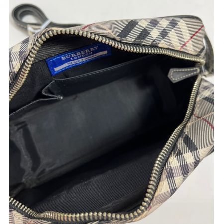  BURBERRY BLUE LABEL バーバリーブルーレーベル ショルダーバッグ　レザー部分スレあり ベージュ x ブラック