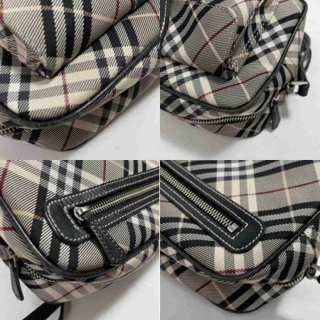  BURBERRY BLUE LABEL バーバリーブルーレーベル ショルダーバッグ　レザー部分スレあり ベージュ x ブラック