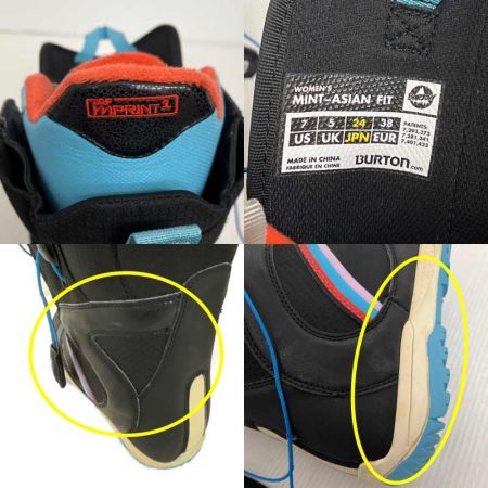  BURTON バートン スノーボード　ブーツ　24.0cm　MINT-ASIAN FIT ブラック×水色オレンジ